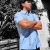 Guayabera Azul Manga Corta