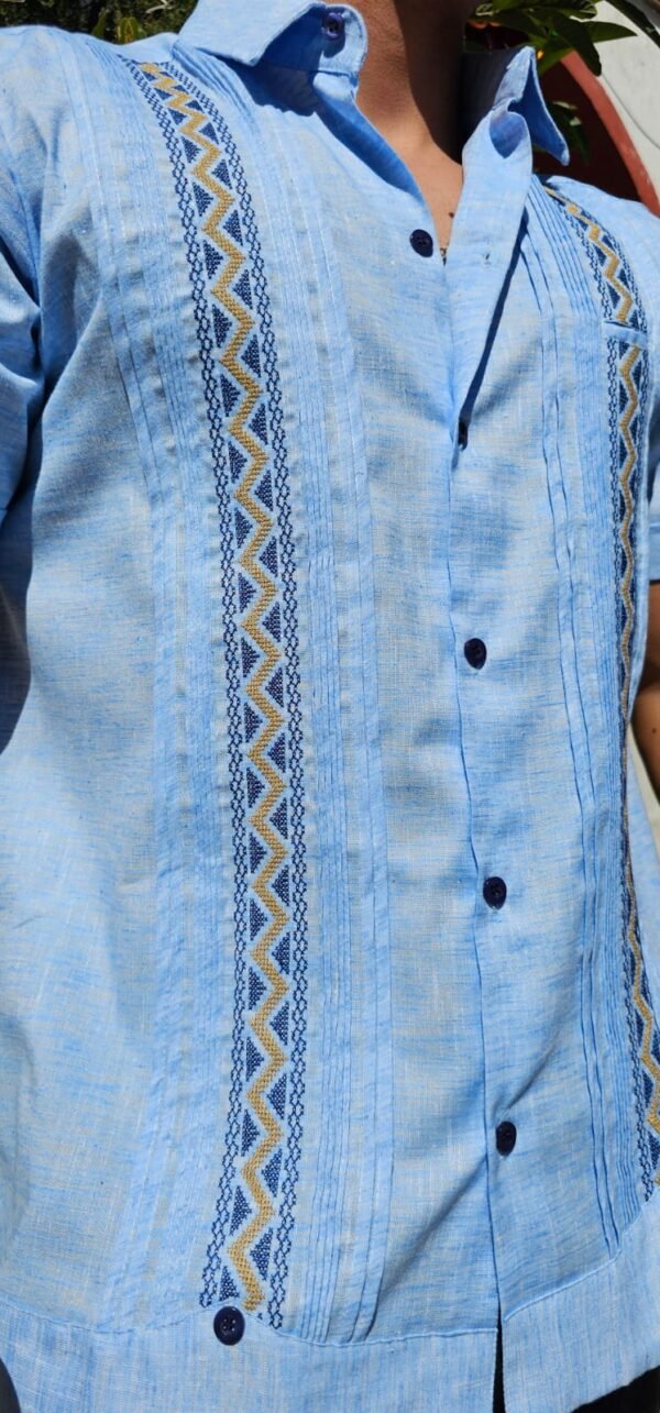 Guayabera Azul Manga Corta
